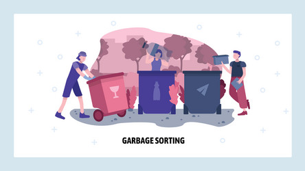 Garbage sorting concept people sort and separate vector