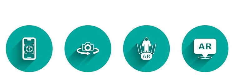 set 3d modeling 360 degree view augmented vector image