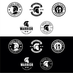Set spartan fitness and gym logo silhouette vector