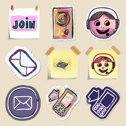 communication icons set hand drawn and isolated vector