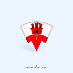 gibraltar flag map pointer design with shadow vector image