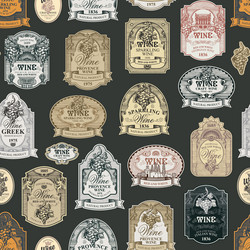 seamless pattern with various wine labels vector image