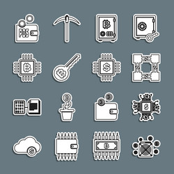 set line asic miner processor chip with dollar vector image