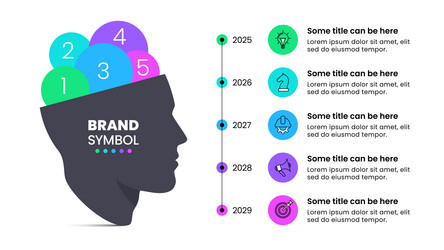 infographic template abstract open head with 5 vector image