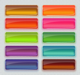 set of colored glass buttons for web interface vector image