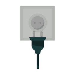 Square power socket and black plug isolated vector