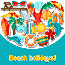 Background with summer and beach objects vector