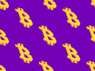 bitcoin symbol in pixel style seamless pattern vector image