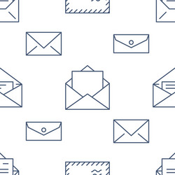 Seamless pattern with envelopes flat line icons vector