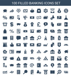 100 banking icons vector