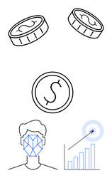 facial recognition money and data analytics vector image