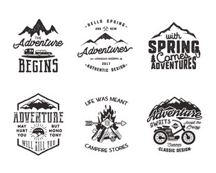 Mountain Adventure Typography Set Vector Image