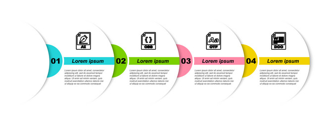 set line ai file document css otf and doc vector image