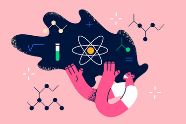 Woman scientist and research concept vector