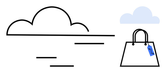 cloud computing and e-commerce simple line art vector image
