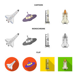 isolated object spaceship and ship icon set vector image