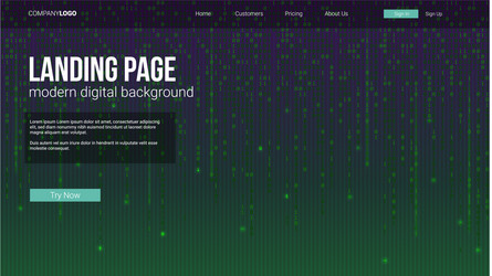 landing page concept for sites screen with binary vector image