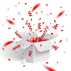 Open white gift box and confetti christmas vector