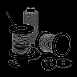Spools thread buttons and a sewing needle Vector Image