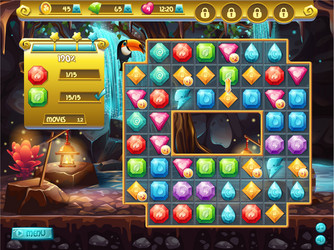 Three in a Row Gem Puzzle Game vector image
