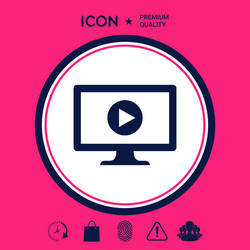 computer with play button icon vector image