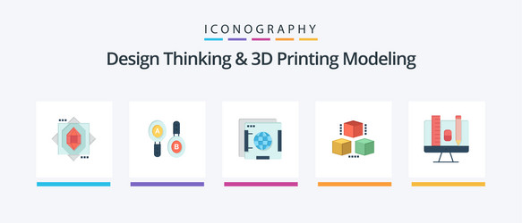 Design thinking and d printing modeling flat 5 vector