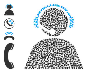 Dotted call center operator collage of circles vector