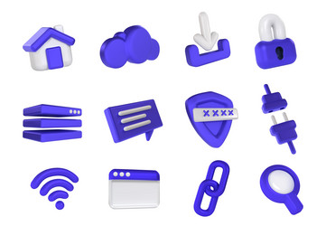 internet 3d icons web browser and network vector image