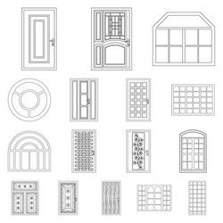 Isolated object of door and front symbol set vector