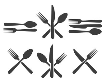 Cutlery set black silhouette - spoon fork knife Vector Image