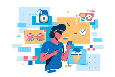 man buying goods via internet app vector image