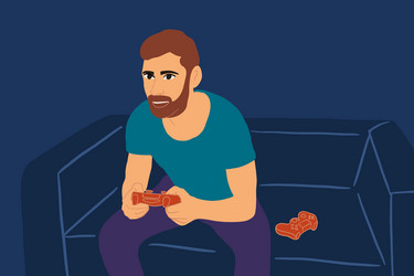 man playing video game with a gaming console vector image