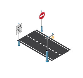 Road streetlight traffic vector