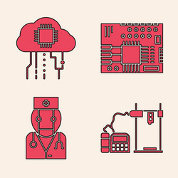 set 3d printer internet things printed vector