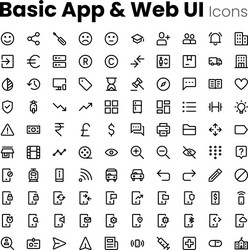 basic line icon set for web and mobile vector image