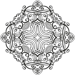 Rhombus ornamental mandala with cross in middle vector