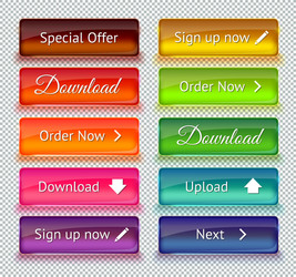 set of colored glass buttons for web interface vector image