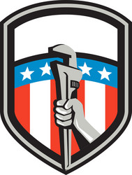Plumber's Wrench with USA Flag Vector Image