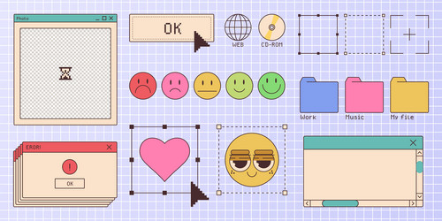 retro styled window browser interface elements vector image
