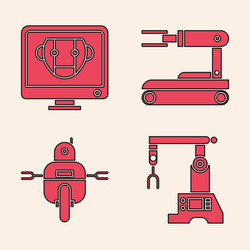 set assembly line bot robot and icon vector image