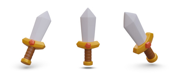 set with 3d realistic swords in different vector image
