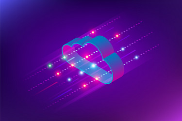 isometric modern cloud technology and networking vector