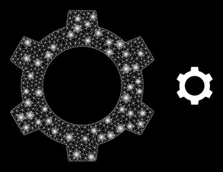 mesh web cog with shiny carcass dots vector image