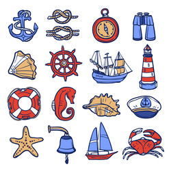 Nautical hand drawn set Royalty Free Vector Image