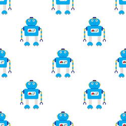 seamless pattern background with cartoon robots vector image