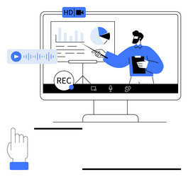 virtual presentation with analytics on screen vector image