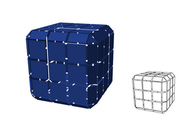 Abstract polygonal cube with cuts 3d vector