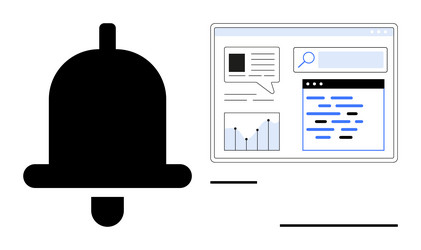 notification alert with data dashboard interface vector image