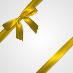 Realistic golden bow with gold yellow ribbons vector