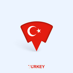 turkey flag map pointer design with shadow vector image